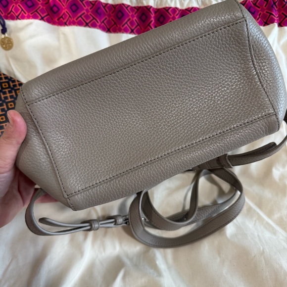 Tory Burch Thea Mini Backpack Pebbled Leather Purse French Gray - Picture 4 of 10